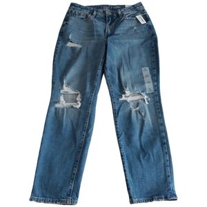 NWT Old Navy Sz 10 High Rise O.G. Straight Secret Slim Pockets Distressed Jeans